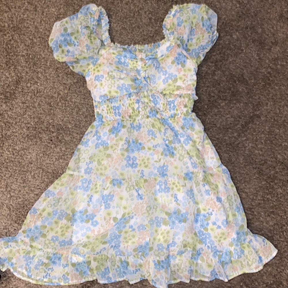 Blue and green dress